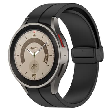 Silikoniranneke 20 mm Samsung Galaxy Watch 5/4 -kellolle Musta