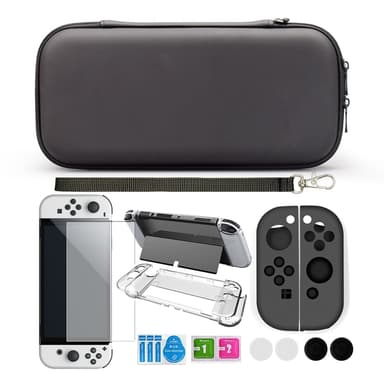 Nintendo Switch OLED-kotelo lisävarusteineen 9 osaa Musta