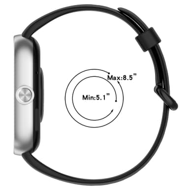 Silikonihihna Redmi Watch 4:lle, Xiaomi Band 8 Prolle Musta