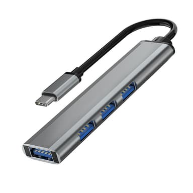 USB-C-USB 3.0 -keskitin 4 portilla Hopeanharmaa