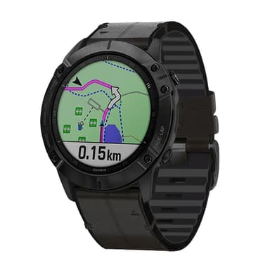 TPU-kellohihna Garmin Fenix 7X/6X/5X 26mm:lle Musta