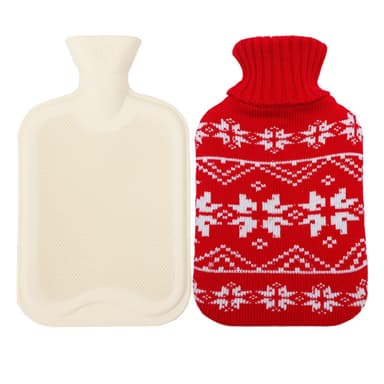 Kuminen kuumavesipullo, jossa neulottu kansi (1000 ml) Punainen