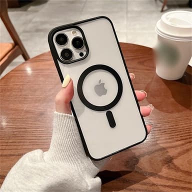 TPU värikäs lasinen magneettinen puhelinkuori kulutusta kestävä iskunkestävä iPhonelle Musta  iPhone 15 Pro Max