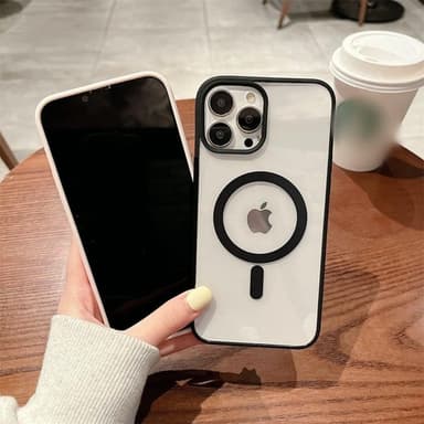 TPU värikäs lasinen magneettinen puhelinkuori kulutusta kestävä iskunkestävä iPhonelle Musta  iPhone 15 Pro Max
