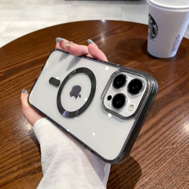 TPU värikäs lasinen magneettinen puhelinkuori kulutusta kestävä iskunkestävä iPhonelle Musta  iPhone 15 Pro Max