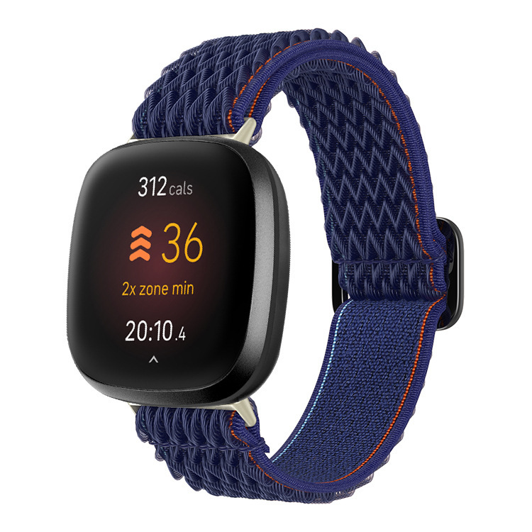 Nylon kellon ranneke Fitbit Versa 3/4:lle Tummansininen