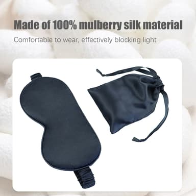 Nukkumisnaamio Mulberry silkki säilytyspussilla Musta