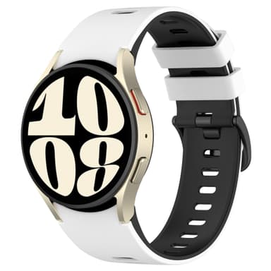 Kaksisävyinen silikonikorvaushihna Samsung Galaxy Watch 4/5/6/6 Classicille Valkoinen