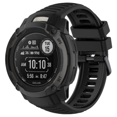 Virallinen silikoniranneke Garmin Instinct 2X -rannekkeeseen Musta