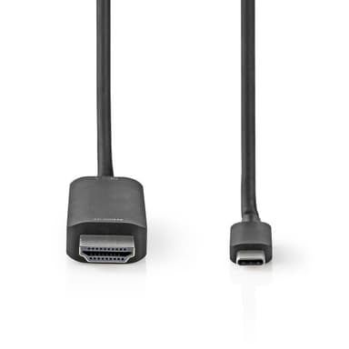 Nedis USB-C™ Sovitin | USB 3.2 Gen 1 | USB-C™ Uros | HDMI™ liitin | 4K@60Hz | 2.00 m | Pyöreä | Niklattu | PVC | Musta | Laatikko