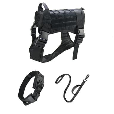 Tactical Dog Valjaat Service Koiran valjaat, kolmiosainen setti Musta XL