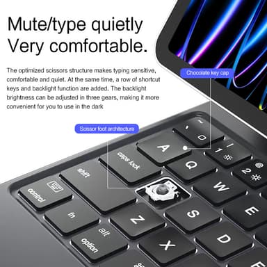 Suojakuori iPadille Bluetooth-näppäimistöllä Tummanharmaa iPad Pro 11 M4 2024