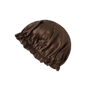 100 % Mulberry Silk Sleep Cap naisille, Pehmeä päähuivi nukkumiseen kahvia L