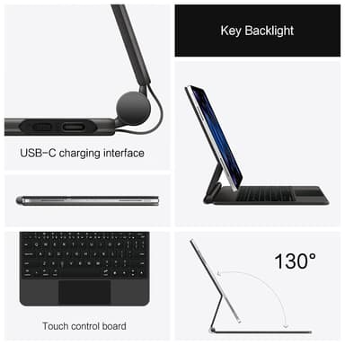 Suojakuori iPadille Bluetooth-näppäimistöllä Tummanharmaa iPad Pro 12.9 2018-2022