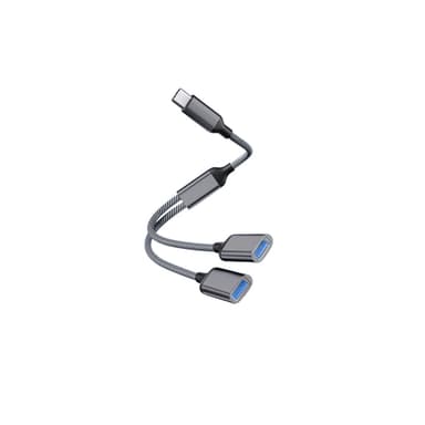 Type-C - Dual USB 2.0 -sovitin Harmaa