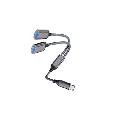 Type-C - Dual USB 2.0 -sovitin Harmaa