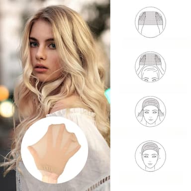 4 Pack Wig Grip Cap, hengittävä nailon peruukkihattu naisille Beige