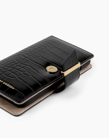 Cora Phone Wallet iPhone 13 Mini Jet Black Croco