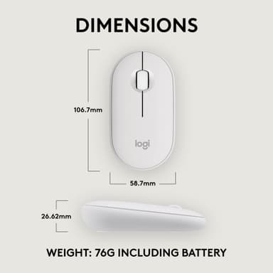 Logitech Pebble Mouse 2 M350s langaton hiiri (valkoinen)
