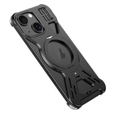 Metallinen takakuori telineellä iPhone 15 - Svart