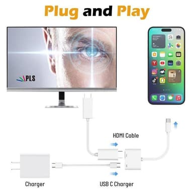 USB-C HDMI:ksi + USB-C korkean resoluution sovitin