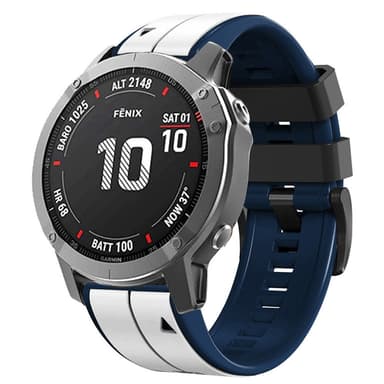 26mm pehmeät silikonikellon hihnat Garmin Fenix 6X/Fenix7X/7X pro, COROS Valkoinen