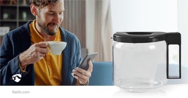 Nedis Lasi Kahvikannu | Sopii käytettäväksi: Moccamaster CD / GCS / KBG / Excellent 10SN | 1.25 l | Musta
