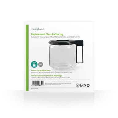 Nedis Lasi Kahvikannu | Sopii käytettäväksi: Moccamaster CD / GCS / KBG / Excellent 10SN | 1.25 l | Musta