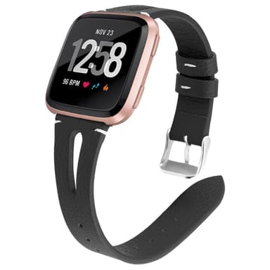 Aidosta nahasta valmistettu kellonhihna Fitbit Versa -älykellolle Musta