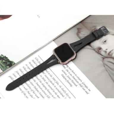 Aidosta nahasta valmistettu kellonhihna Fitbit Versa -älykellolle Musta