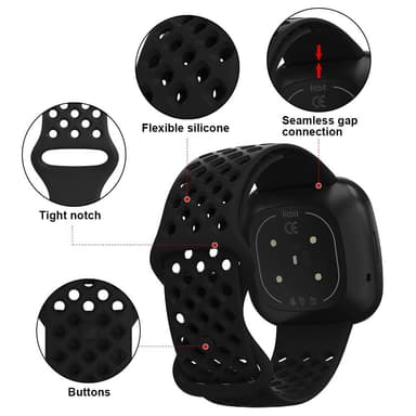 Silikoninen kelloranneke Fitbit Versa 3 / Fitbit Senselle Musta