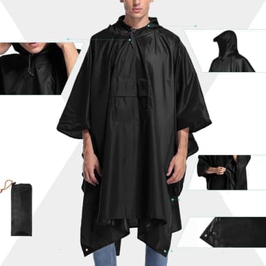 Monikäyttöinen hupullinen sadeponcho / telttapeite / katos retkeilyretkeilyyn Ruohon väri