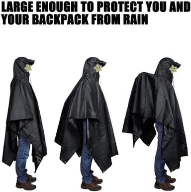 Monikäyttöinen hupullinen sadeponcho / telttapeite / katos retkeilyretkeilyyn Ruohon väri