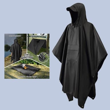 Monikäyttöinen hupullinen sadeponcho / telttapeite / katos retkeilyretkeilyyn Ruohon väri