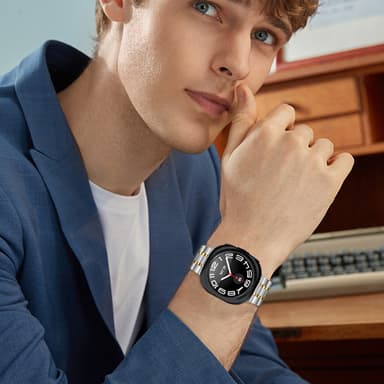 Ruostumattomasta teräksestä valmistettu ranneke Samsung Galaxy Watch 7 Ultra 47MM:lle Sliver + kulta
