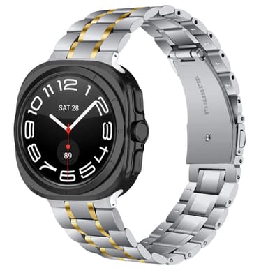 Ruostumattomasta teräksestä valmistettu ranneke Samsung Galaxy Watch 7 Ultra 47MM:lle Sliver + kulta