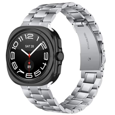 Ruostumattomasta teräksestä valmistettu ranneke Samsung Galaxy Watch 7 Ultra 47MM:lle Hopea