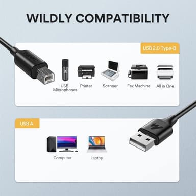 NÖRDIC USB2.0 A-uros-B-uroskaapeli 3m