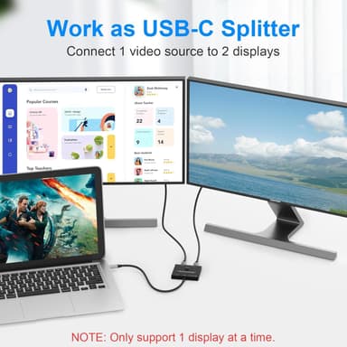 NÖRDIC USB-C 2-1-kytkin ja 1-2-jakaja, 8K/60Hz 4K/144Hz 100WPD 10Gbps data+video+PD