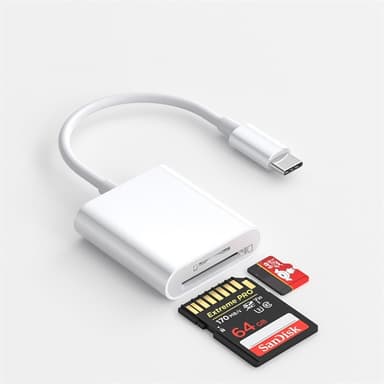 NÖRDIC USB-C-kortinlukija 2-paikkainen SD, MicroSD UHS-I