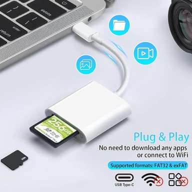 NÖRDIC USB-C-kortinlukija 2-paikkainen SD, MicroSD UHS-I