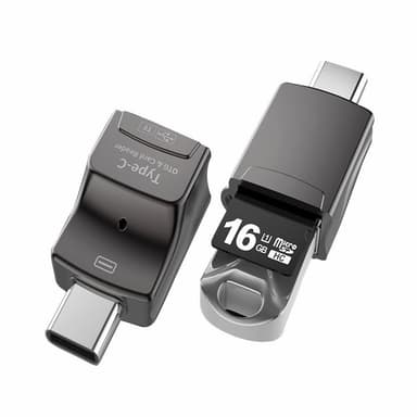NÖRDIC 2 in 1 OTG USB3.1 Sovitin USB-C:hen kortinlukijalla 2TB TF / Micro SD / Micro SDHC / Micro SDXC