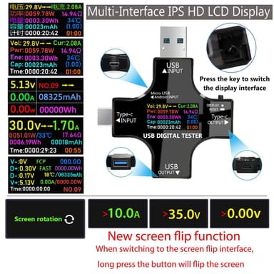 NÖRDIC USB digitaalinen testeri virran mittaamiseen