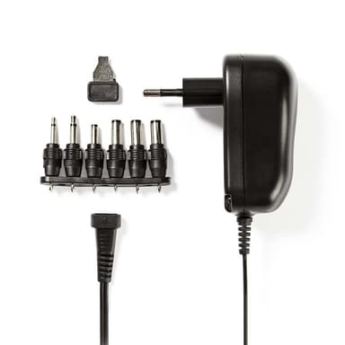 Nedis AC Yleisvirtalähde | 12 W | 3 - 12 V DC | 1.80 m | 2.0 A | 6 plug(s) | Musta