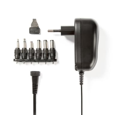 Nedis AC Yleisvirtalähde | 12 W | 3 - 12 V DC | 1.80 m | 2.0 A | 6 plug(s) | Musta