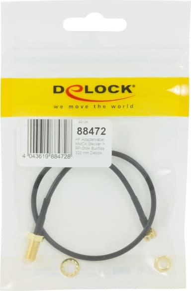 DeLOCK sovitin, MMCX ur - RP-SMA na, 0,3m, musta