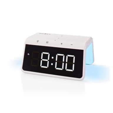 Nedis Herätyskello langattomalla latauksella | Qi-sertifioitu | 5 / 7.5 / 10 / 15 W | USB-A Uros | Yövalo | 2 Hälytysaikojen | Torkkutoiminto
