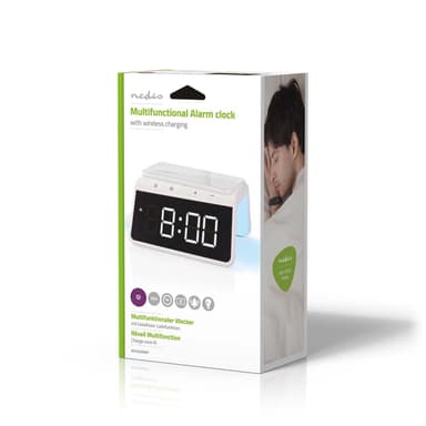 Nedis Herätyskello langattomalla latauksella | Qi-sertifioitu | 5 / 7.5 / 10 / 15 W | USB-A Uros | Yövalo | 2 Hälytysaikojen | Torkkutoiminto
