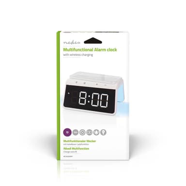 Nedis Herätyskello langattomalla latauksella | Qi-sertifioitu | 5 / 7.5 / 10 / 15 W | USB-A Uros | Yövalo | 2 Hälytysaikojen | Torkkutoiminto