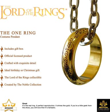 Noble Collection Lord of the Rings kaulakoru (The One Ring)